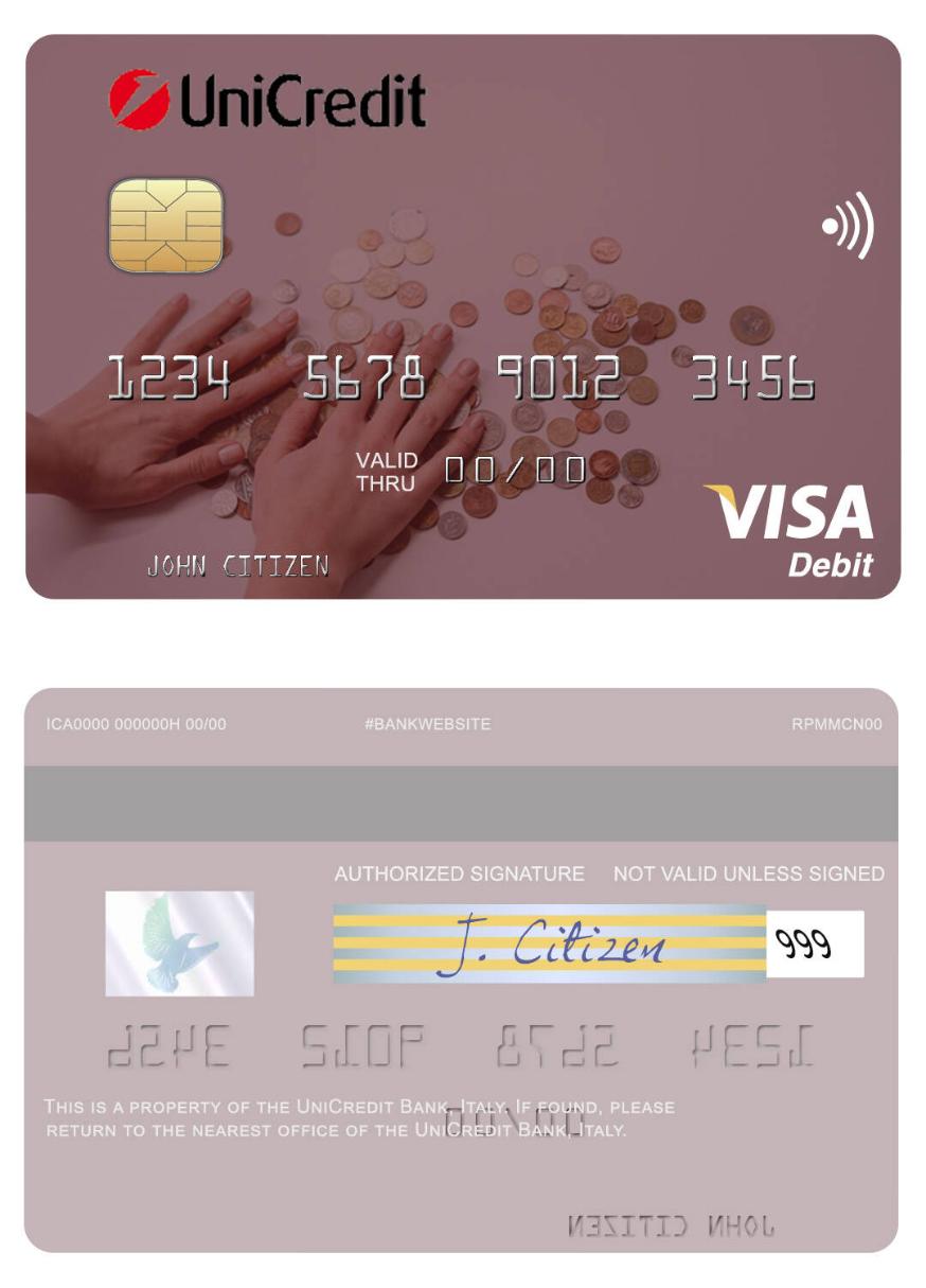 Italy UniCredit Bank visa debit card